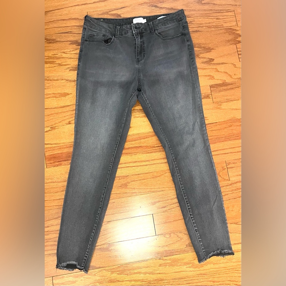 True‎ Craft Womens Mid-Rise Skinny Jeans Faded Black Raw Hem Size 15 RN31104